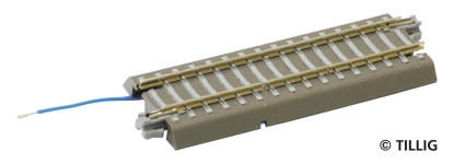 TILLIG 83758 - Bettungsgleis, Länge 83 mm Schaltgleis, geeignet für Pendelzugsteuerung mit TFi2 (TT, H0m)
